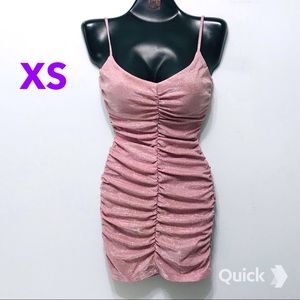 NWT JUMP Pink Metallic Shirred Dress